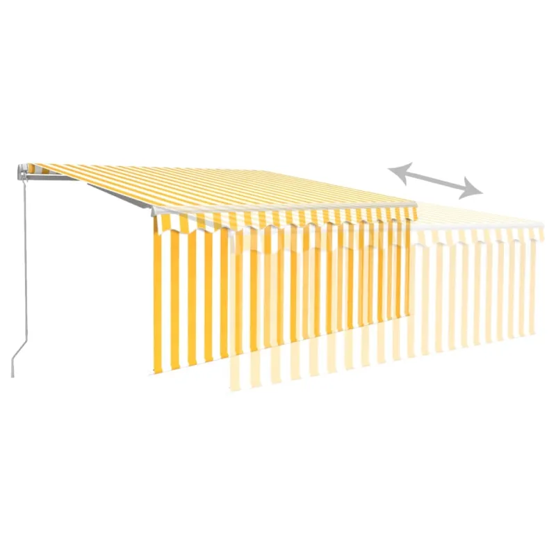 Rankiniu būdu ištraukiama markizė, geltona ir balta, 3,5x2,5m