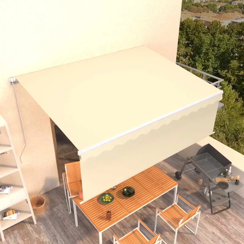 Rankiniu būdu ištraukiama markizė su uždanga, kreminė, 4x3m