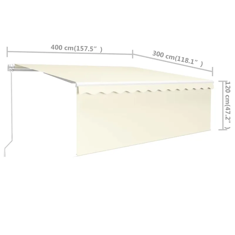 Rankiniu būdu ištraukiama markizė su uždanga, kreminė, 4x3m