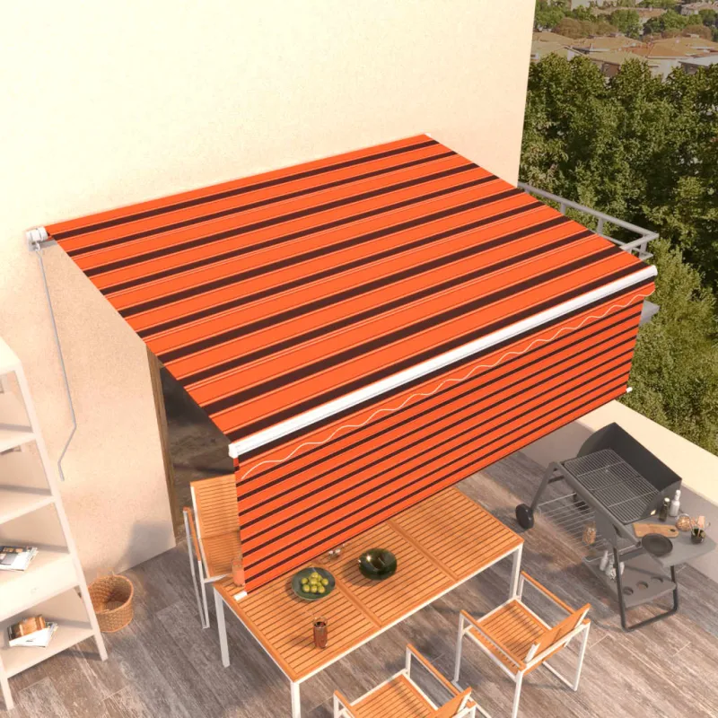 Rankiniu būdu ištraukiama markizė, oranžinė ir ruda, 4x3m