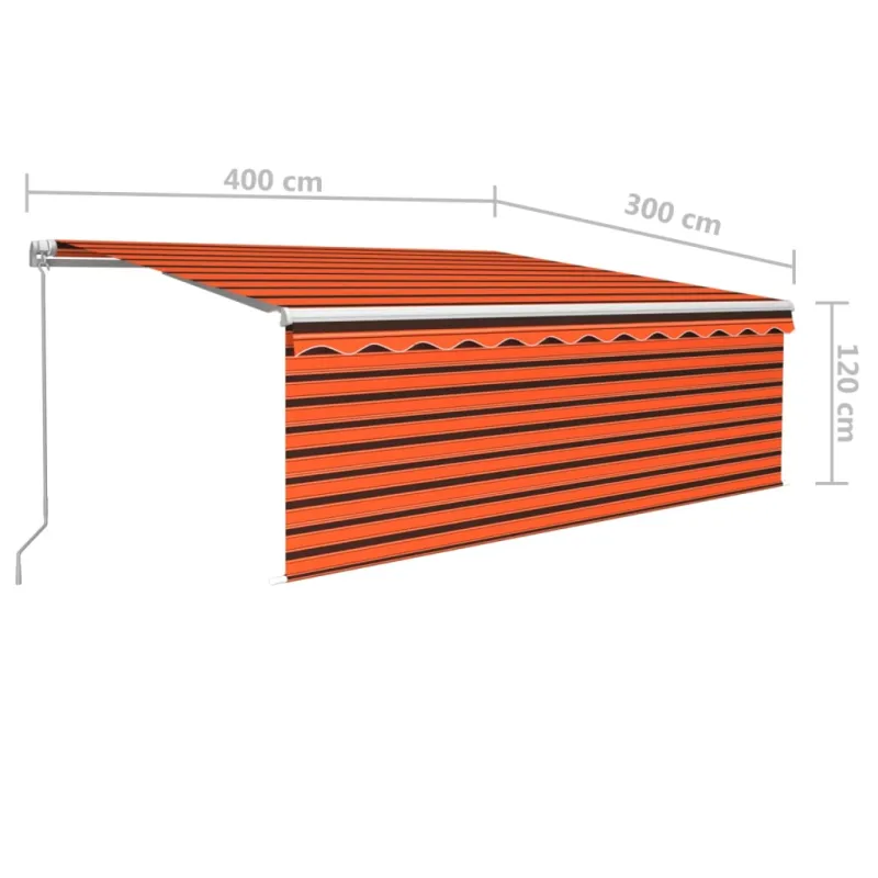 Rankiniu būdu ištraukiama markizė, oranžinė ir ruda, 4x3m