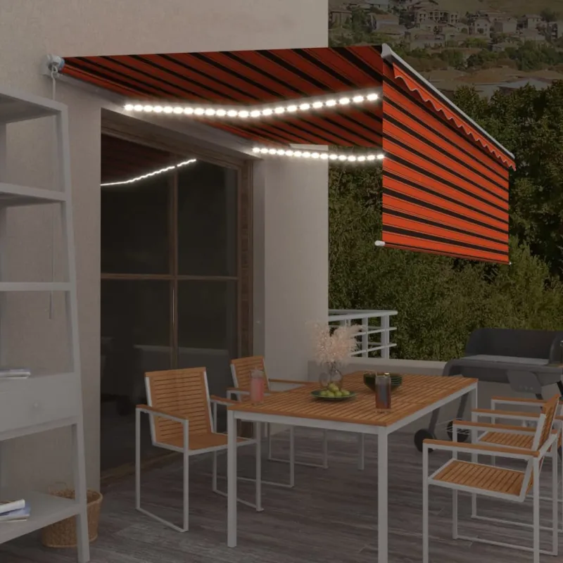Rankiniu būdu ištraukiama markizė, oranžinė ir ruda, 4x3m