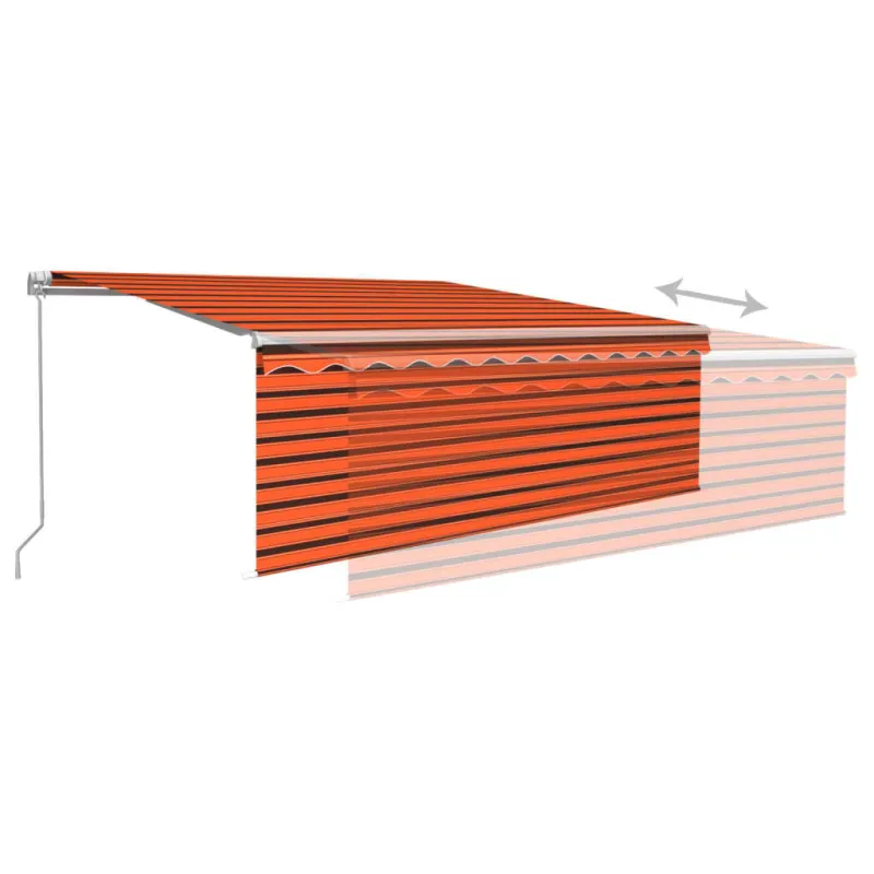 Rankiniu būdu ištraukiama markizė, oranžinė ir ruda, 4,5x3m