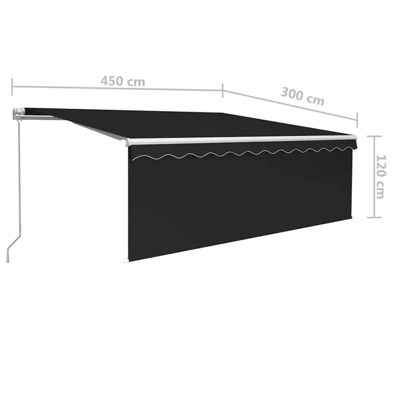 Rankiniu būdu ištraukiama markizė, antracito, 4,5x3m