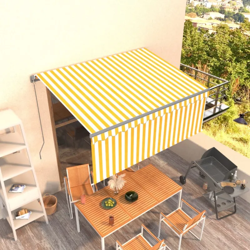 Rankiniu būdu ištraukiama markizė, geltona ir balta, 3x2,5m