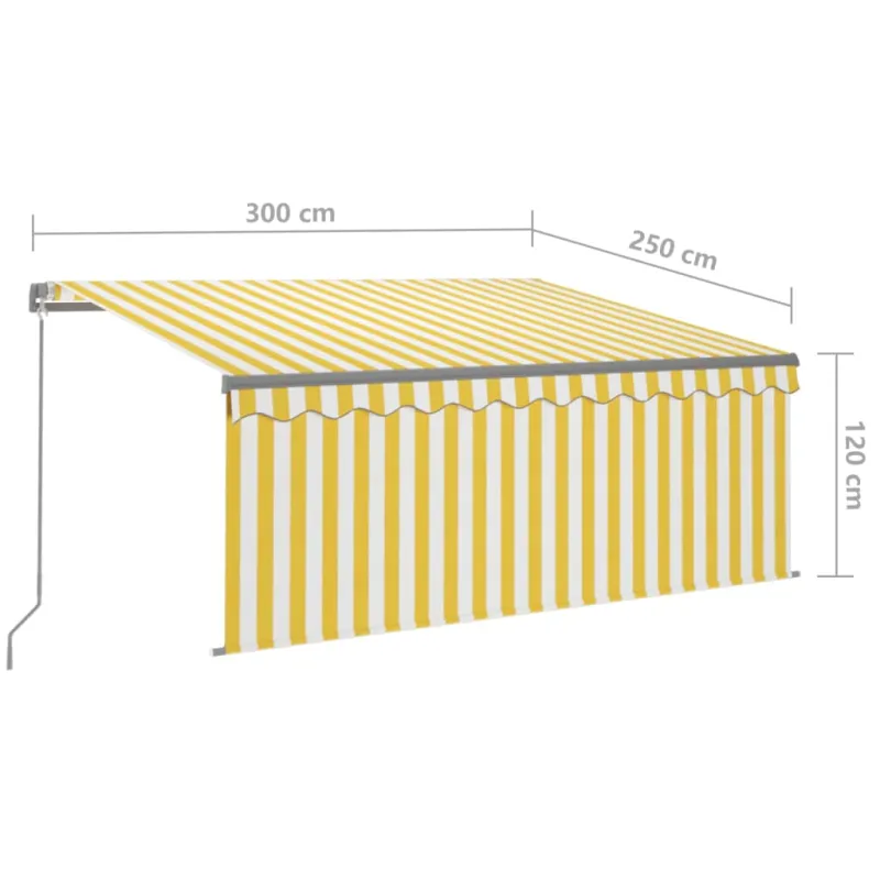 Rankiniu būdu ištraukiama markizė, geltona ir balta, 3x2,5m
