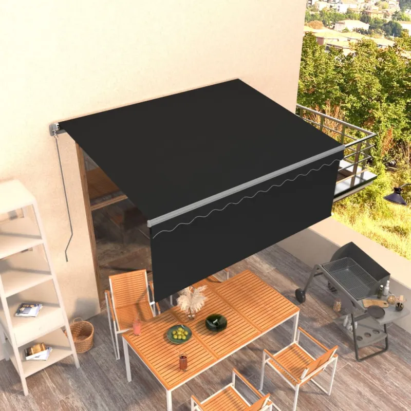Rankiniu būdu ištraukiama markizė su uždanga, antracito, 3x2,5m