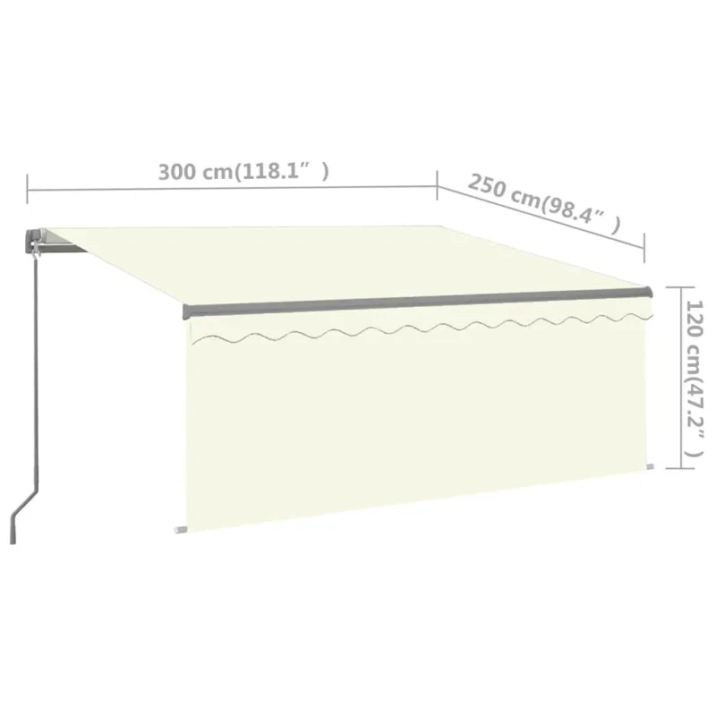 Rankiniu būdu ištraukiama markizė, kreminė, 3x2,5m