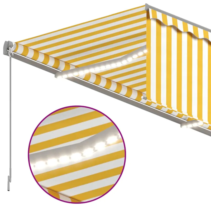 Rankiniu būdu ištraukiama markizė, geltona ir balta, 3x2,5m