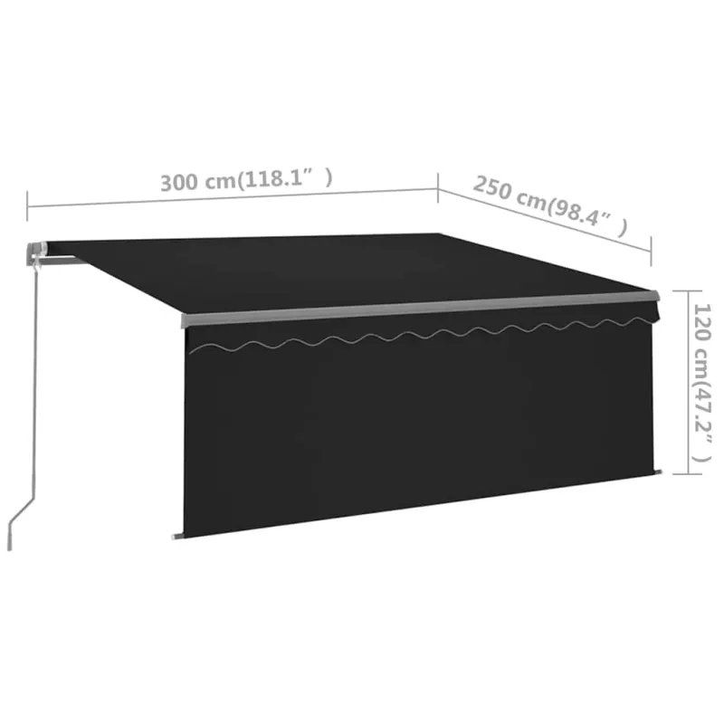 Rankiniu būdu ištraukiama markizė, antracito, 3x2,5m