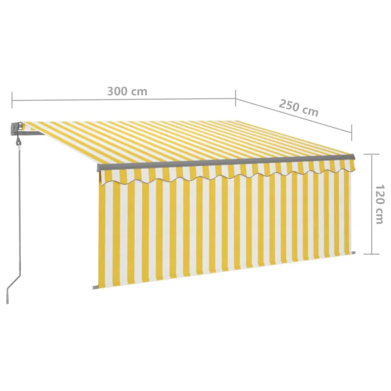 Automatiniu būdu ištraukiama markizė, geltona ir balta, 3x2,5m