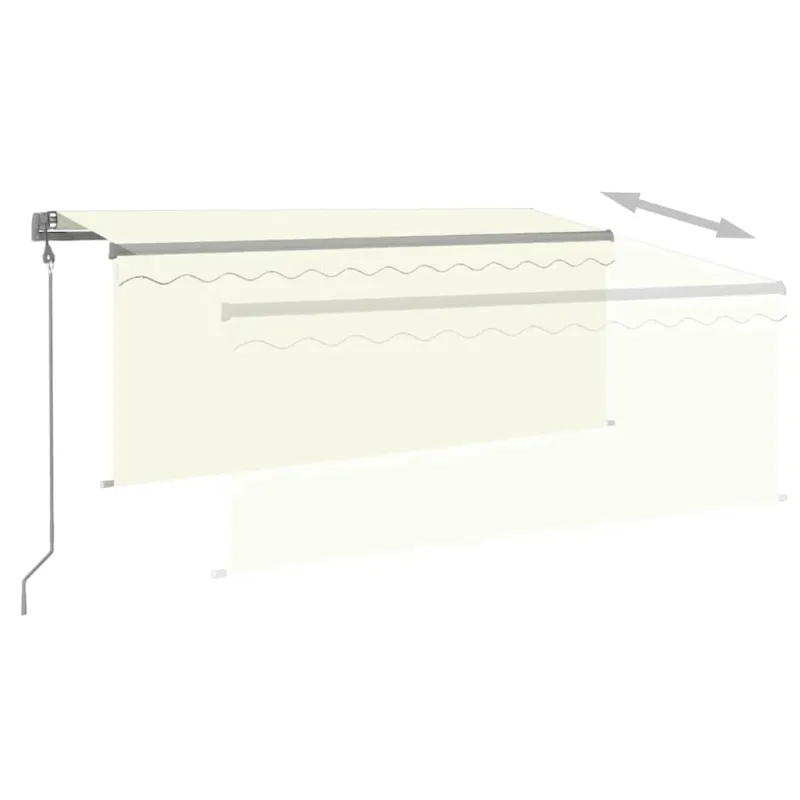 Markizė su uždanga/LED/vėjo jutikliu, kreminė, 3x2,5m