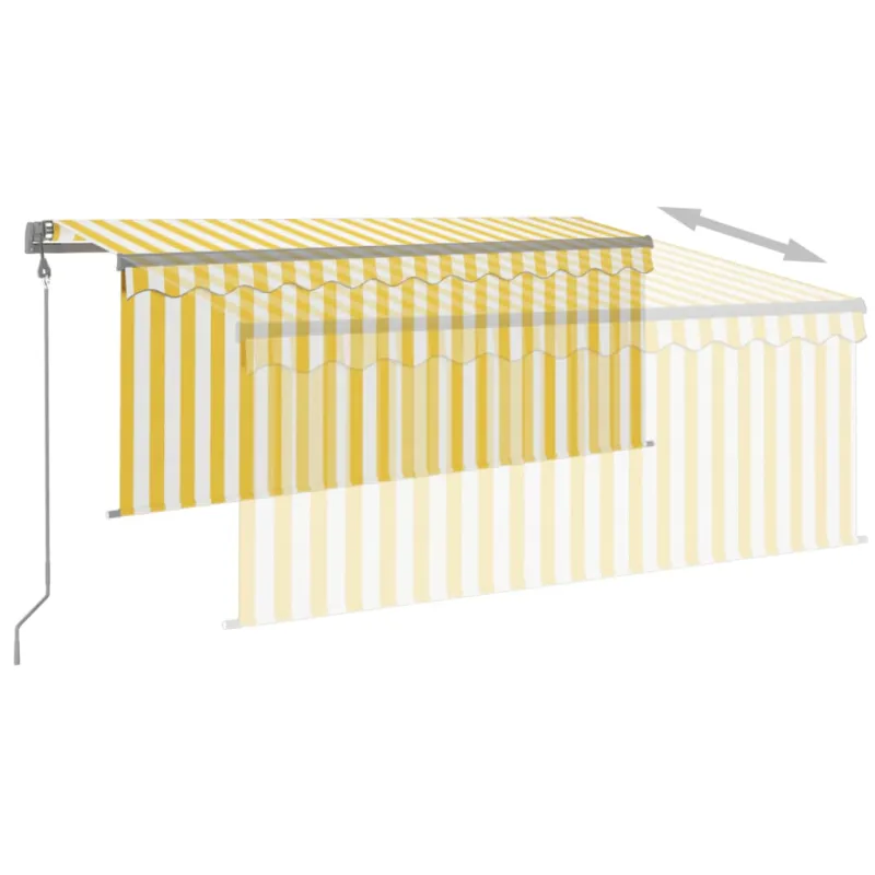 Markizė su uždanga/LED/vėjo jutikliu, geltona/balta, 3x2,5m