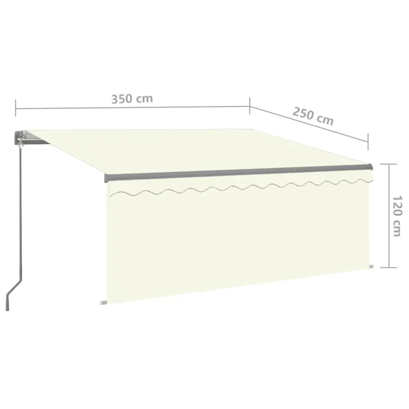Rankiniu būdu ištraukiama markizė su uždanga, kreminė, 3,5x2,5m
