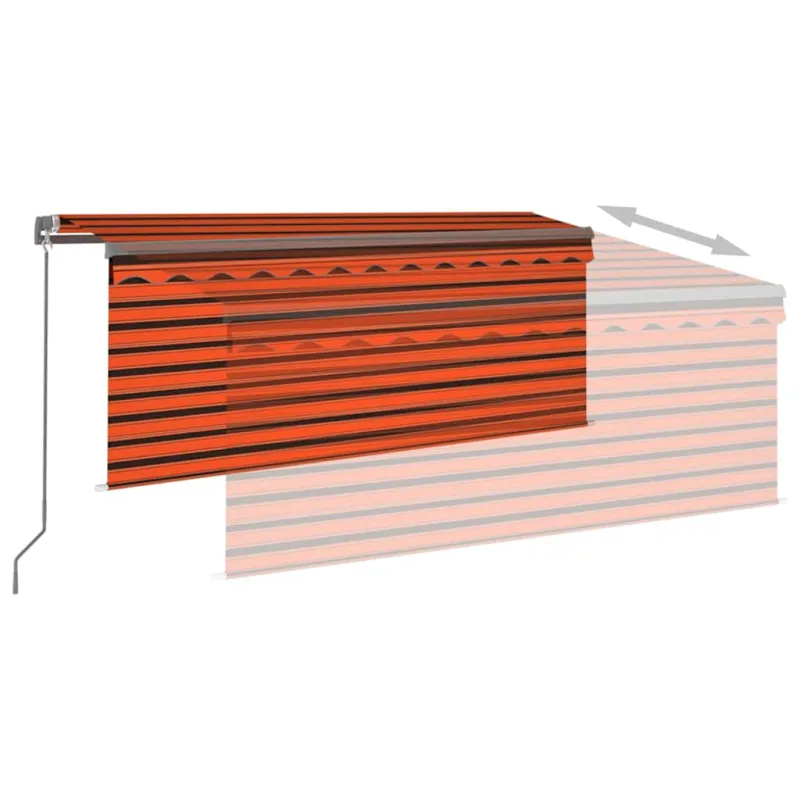 Rankiniu būdu ištraukiama markizė, oranžinė ir ruda, 3,5x2,5m