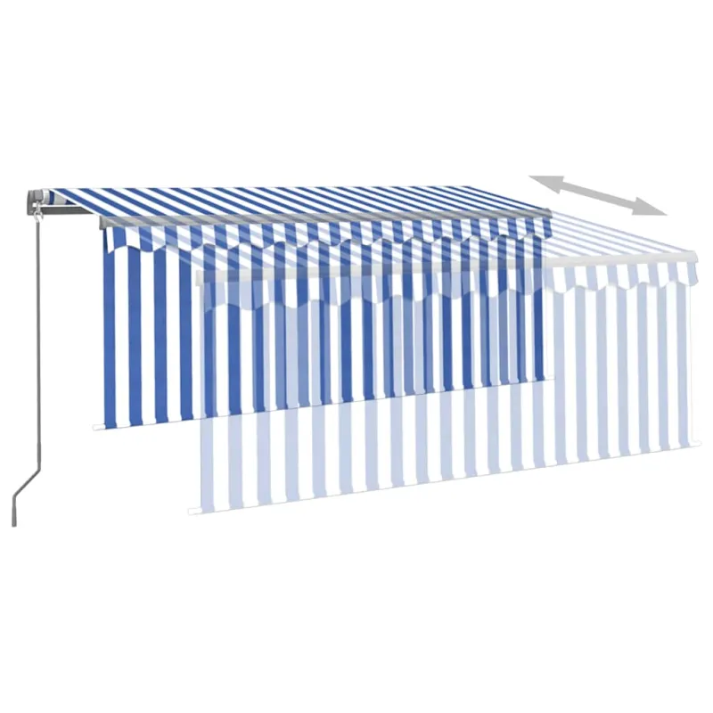 Rankiniu būdu ištraukiama markizė, mėlyna ir balta, 3,5x2,5m