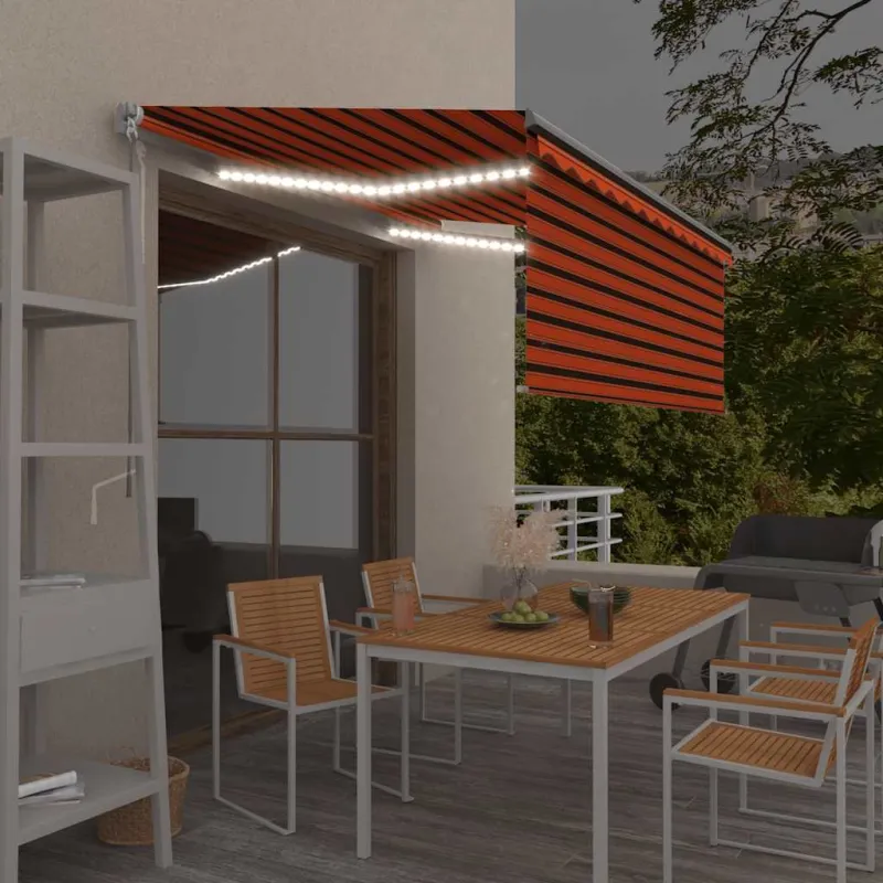 Rankiniu būdu ištraukiama markizė, oranžinė ir ruda, 3,5x2,5m