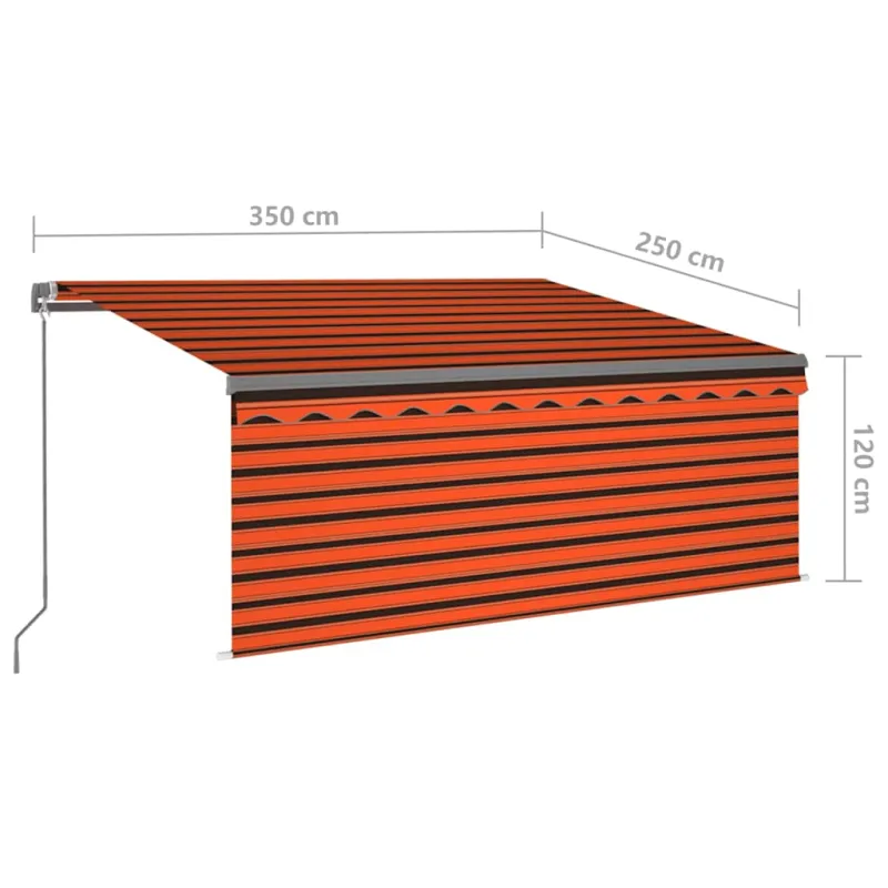 Rankiniu būdu ištraukiama markizė, oranžinė ir ruda, 3,5x2,5m