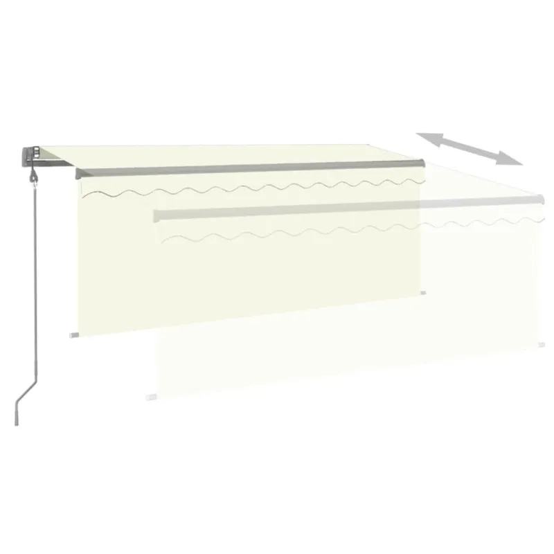 Markizė su uždanga/LED/vėjo jutikliu, kreminė, 3,5x2,5m