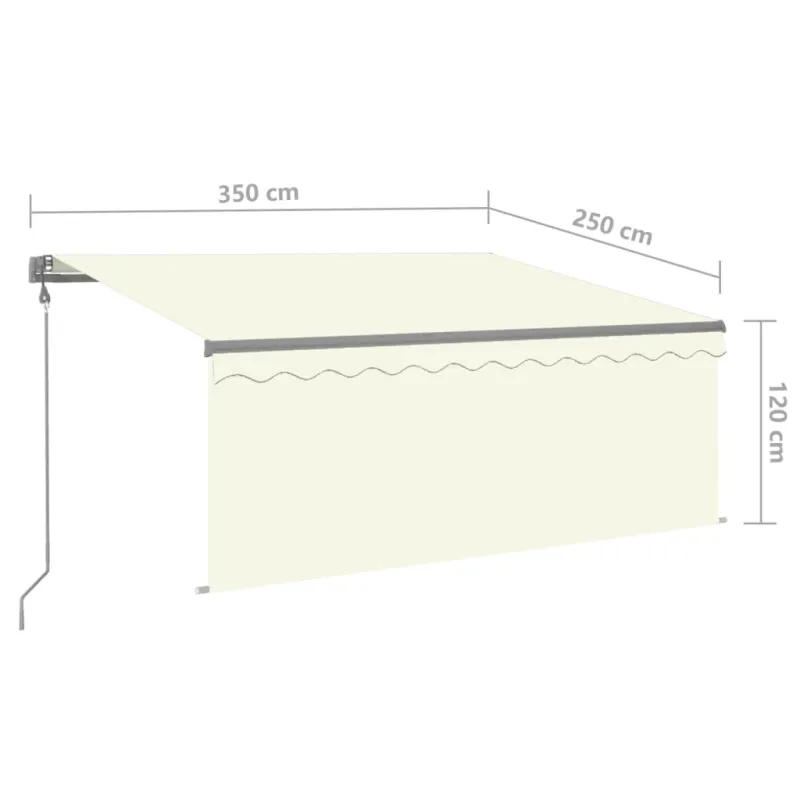 Markizė su uždanga/LED/vėjo jutikliu, kreminė, 3,5x2,5m