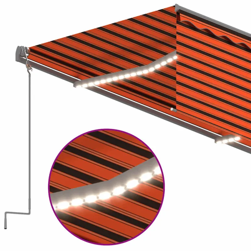 Markizė su uždanga/LED/vėjo jutikliu, oranžinė/ruda, 3,5x2,5m