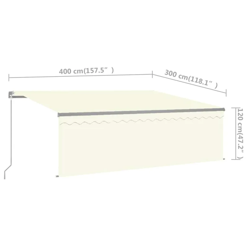 Rankiniu būdu ištraukiama markizė su uždanga, kreminė, 4x3m