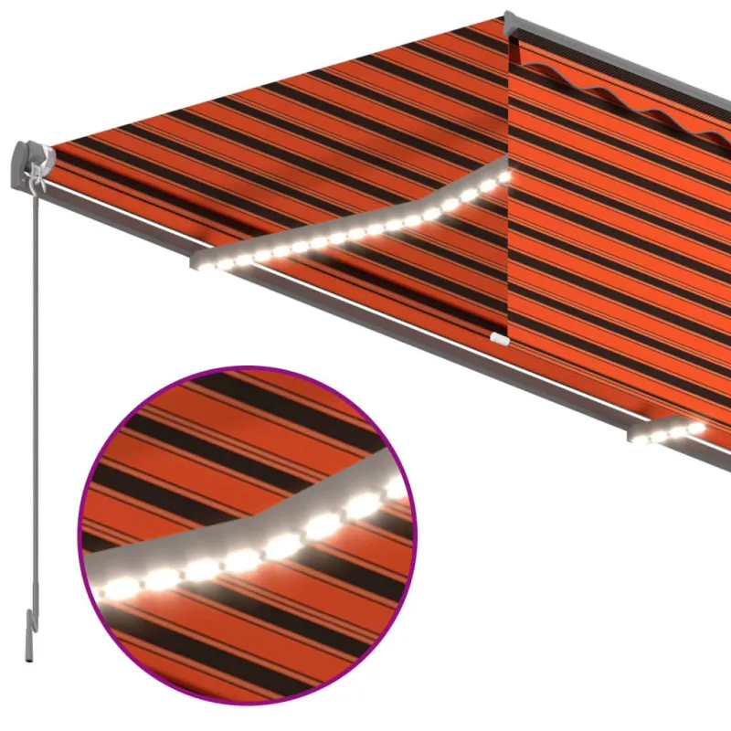 Rankiniu būdu ištraukiama markizė, oranžinė ir ruda, 4x3m