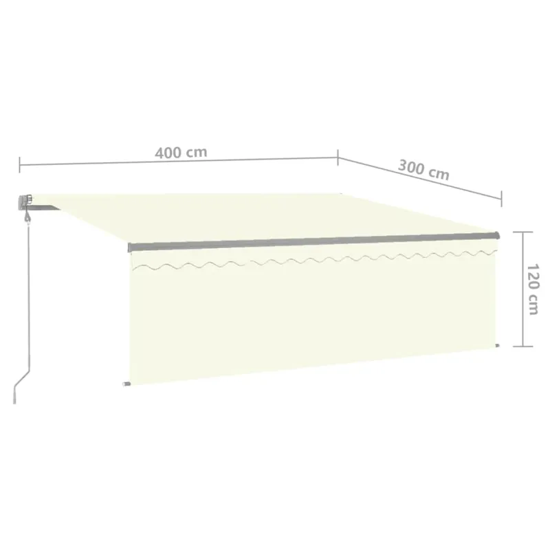 Automatinė markizė su uždanga/LED/vėjo jutikliu, kreminė, 4x3m