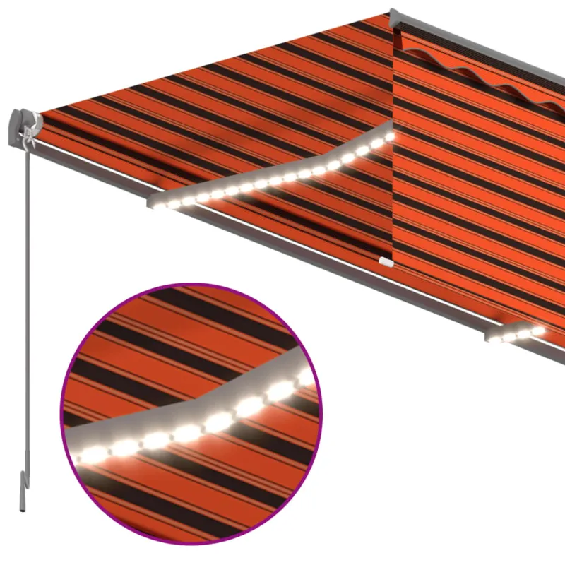 Markizė su uždanga/LED/vėjo jutikliu, oranžinė/ruda, 4x3m