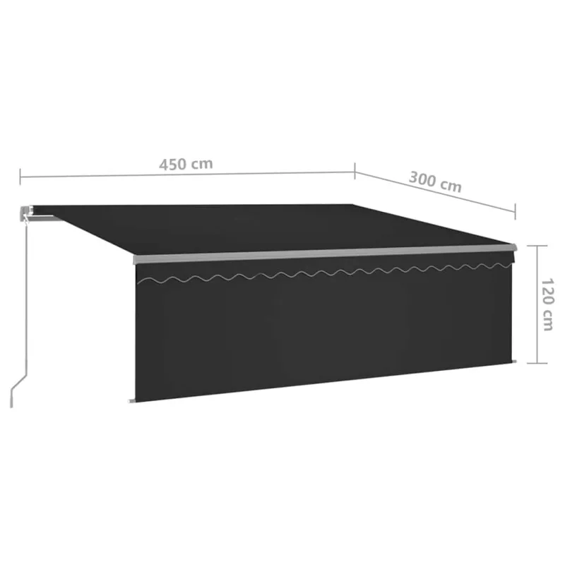 Ištraukiama markizė su uždanga, antracito, 4,5x3m