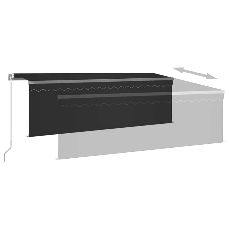 Ištraukiama markizė su uždanga/LED, antracito, 4,5x3m