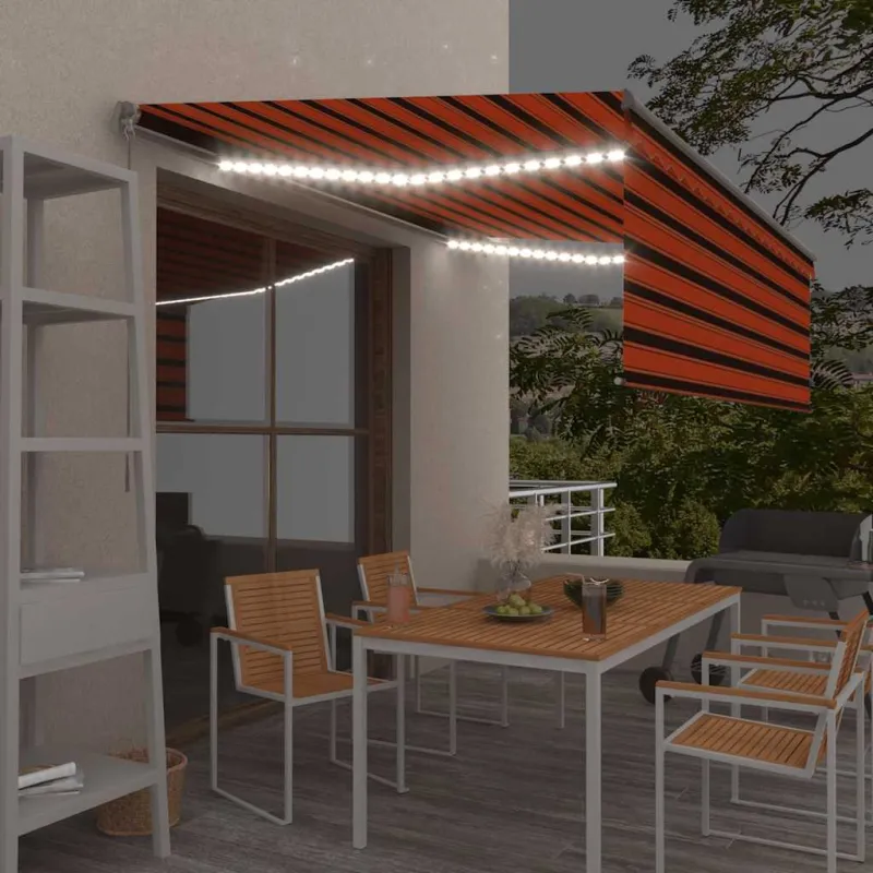 Rankiniu būdu ištraukiama markizė, oranžinė ir ruda, 4,5x3m