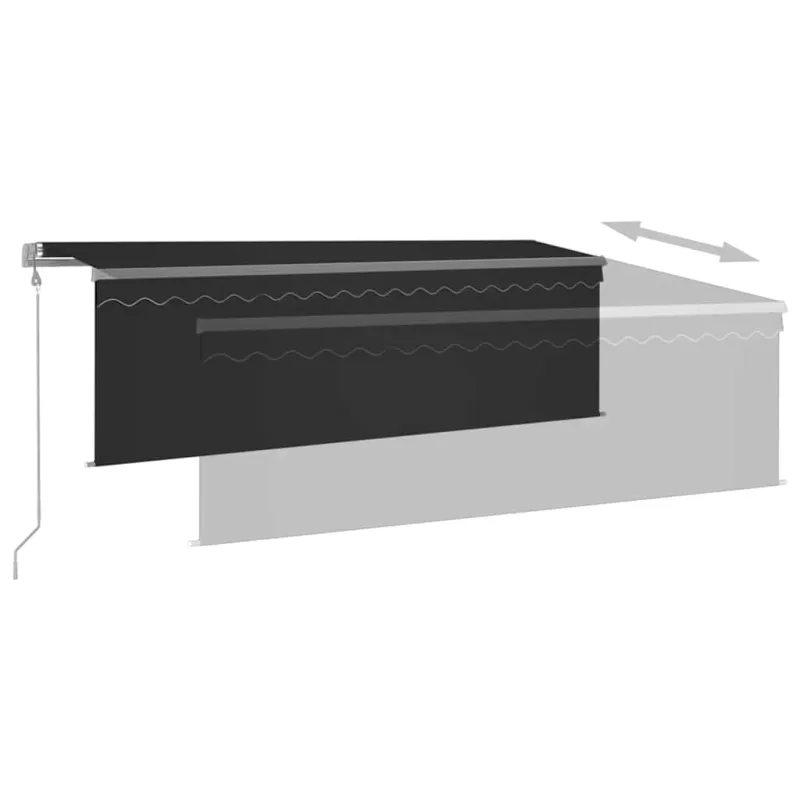 Markizė su uždanga/LED/vėjo jutikliu, antracito, 4,5x3m