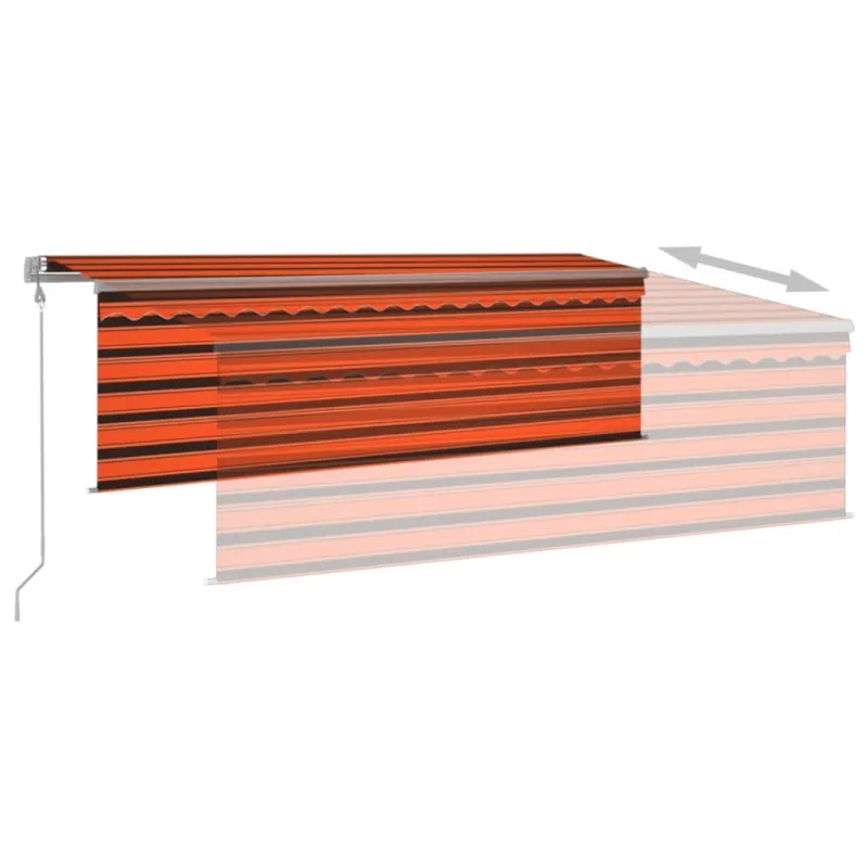 Markizė su uždanga/LED/vėjo jutikliu, oranžinė/ruda, 4,5x3m