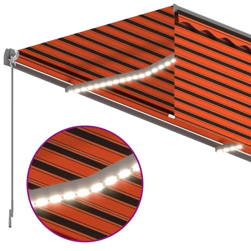 Markizė su uždanga/LED/vėjo jutikliu, oranžinė/ruda, 4,5x3m