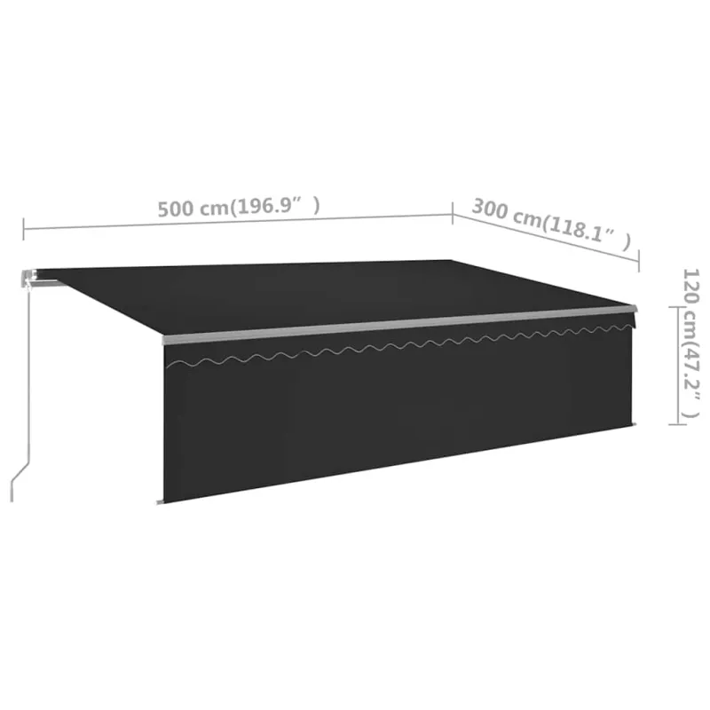 Rankiniu būdu ištraukiama markizė, antracito, 5x3m