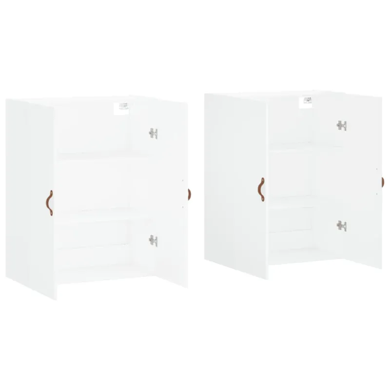 Prie sienos montuojamos spintelės, 2vnt., baltos, 69,5x34x90cm