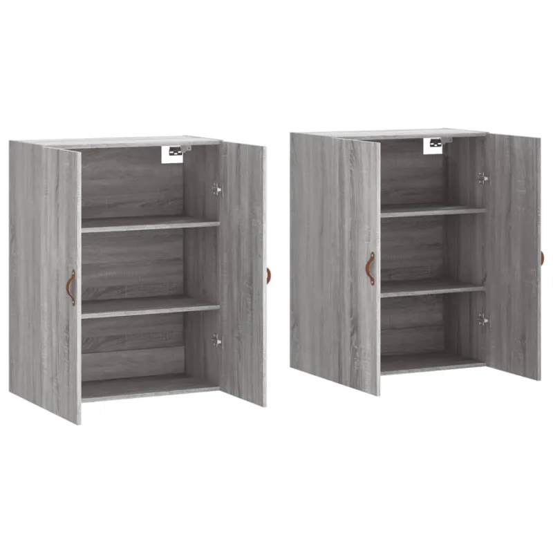 Prie sienos montuojamos spintelės, 2vnt., pilkos, 69,5x34x90cm