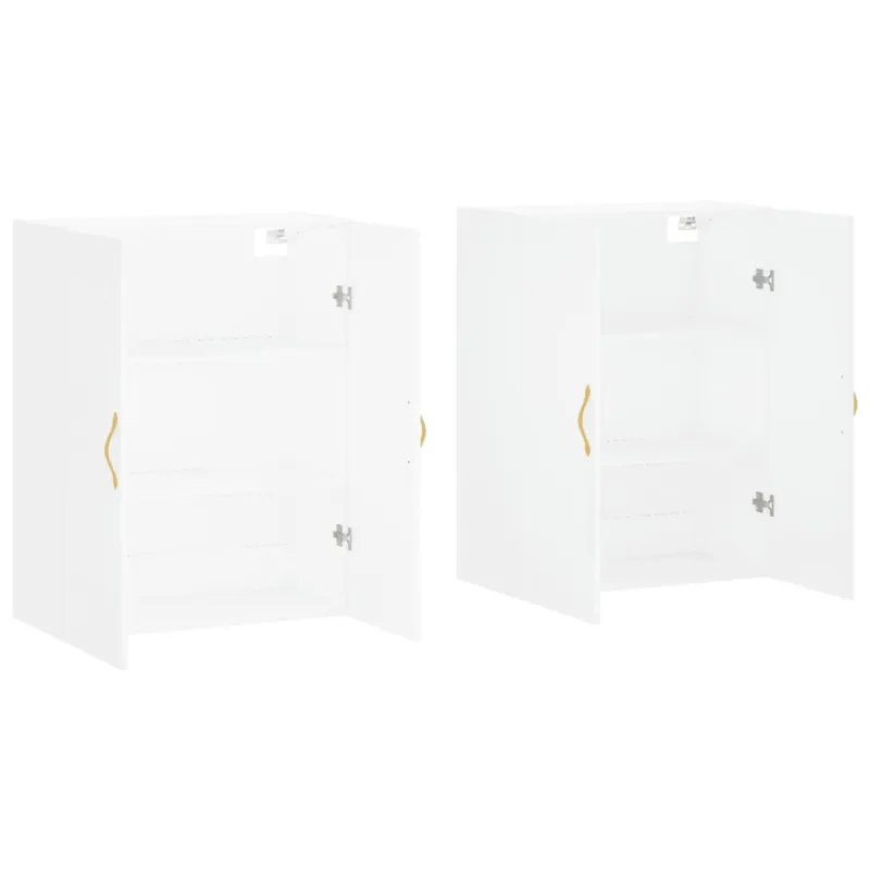 Prie sienos montuojamos spintelės, 2vnt., baltos, 69,5x34x90cm