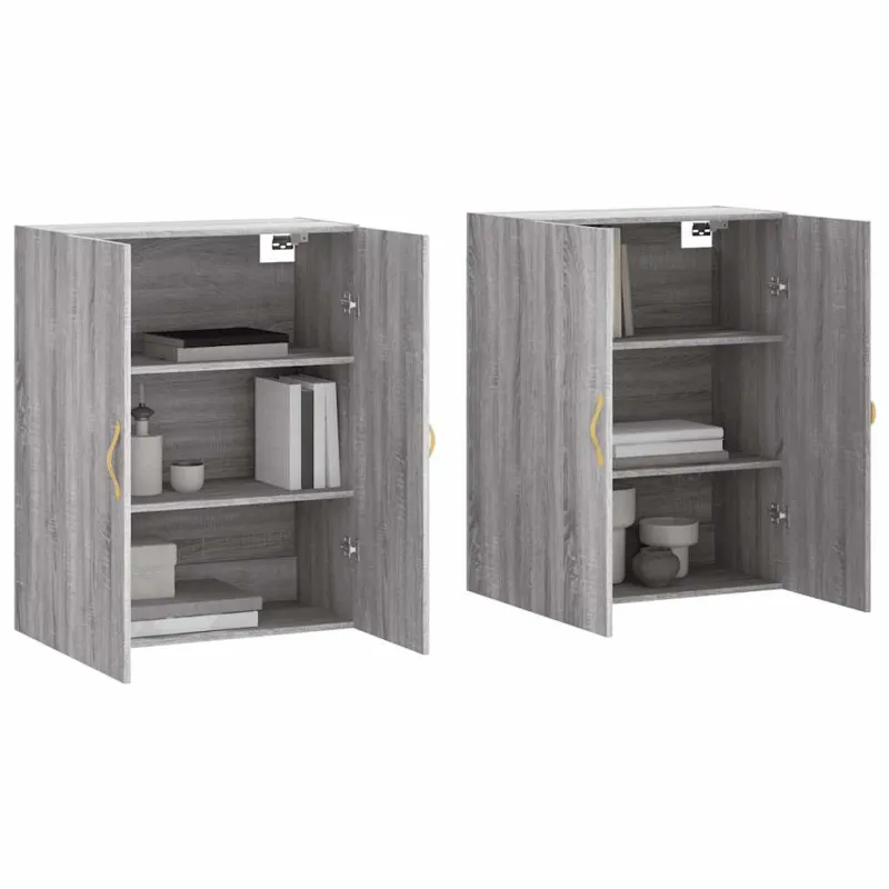 Prie sienos montuojamos spintelės, 2vnt., pilkos, 69,5x34x90cm