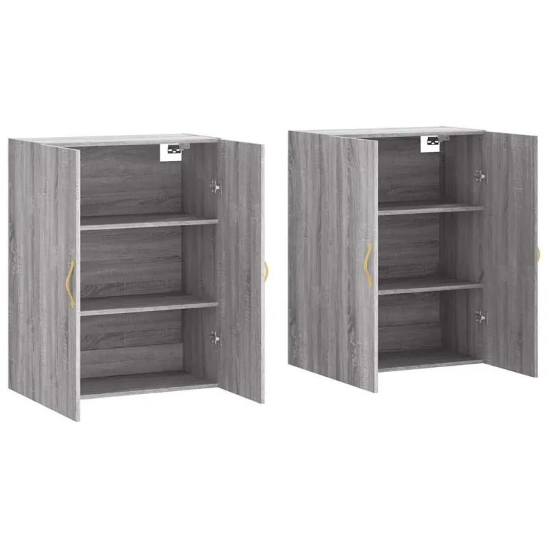Prie sienos montuojamos spintelės, 2vnt., pilkos, 69,5x34x90cm