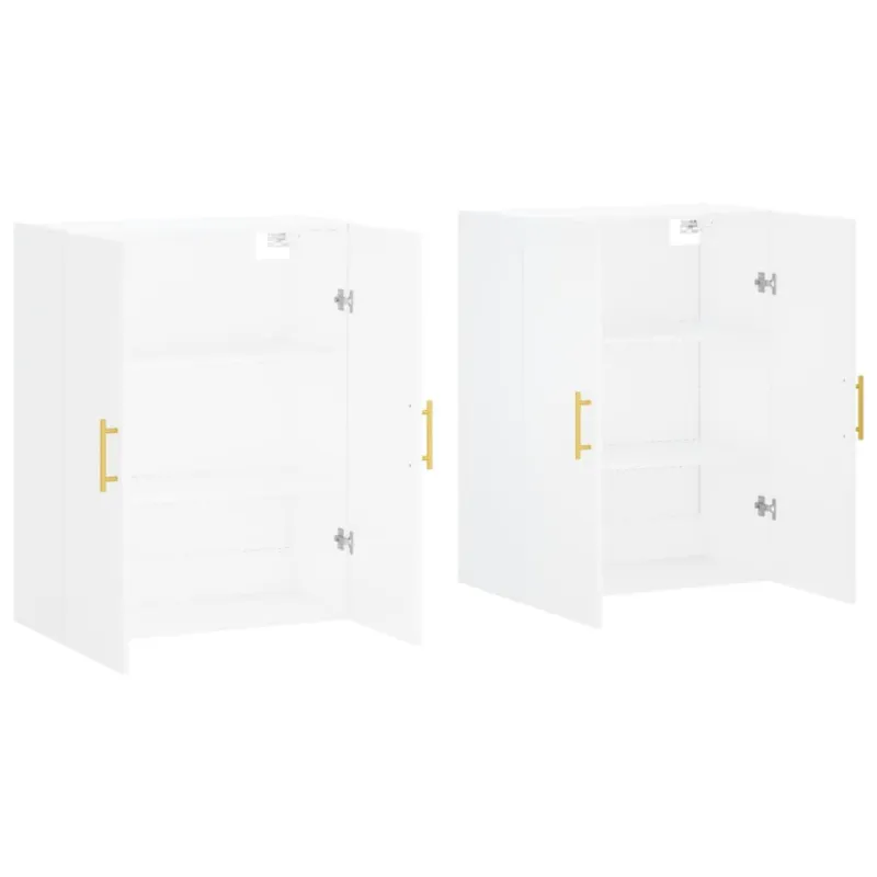 Prie sienos montuojamos spintelės, 2vnt., baltos, 69,5x34x90cm
