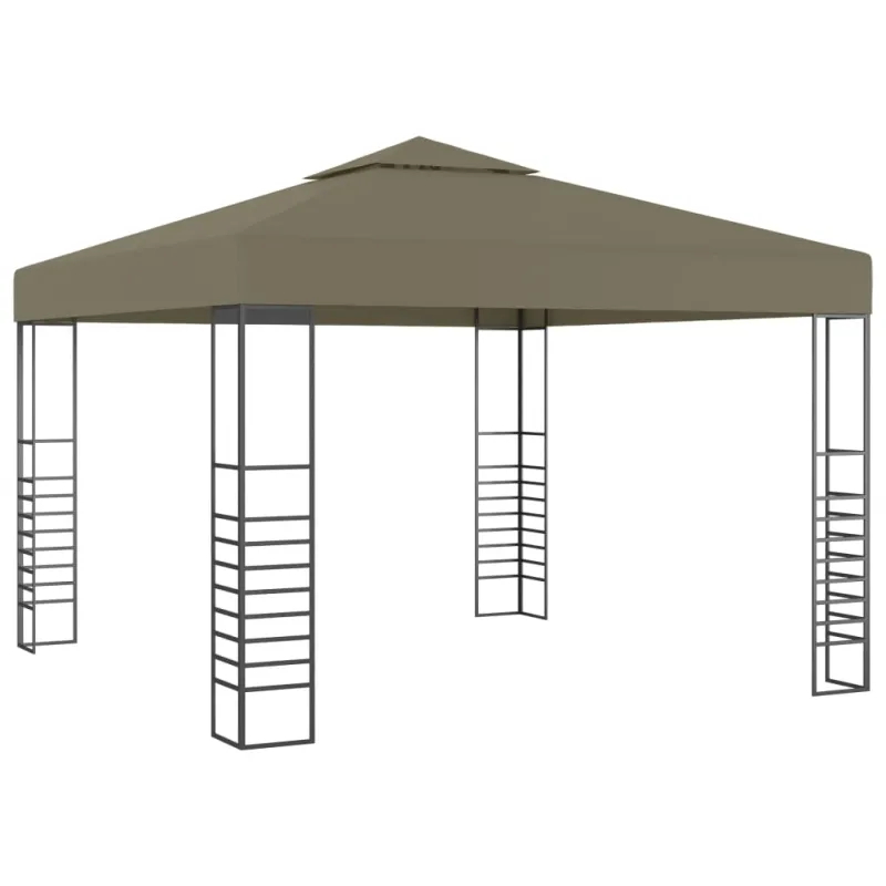 Sodo pavėsinė su lempučių girliandomis LED, taupe, 3x3m