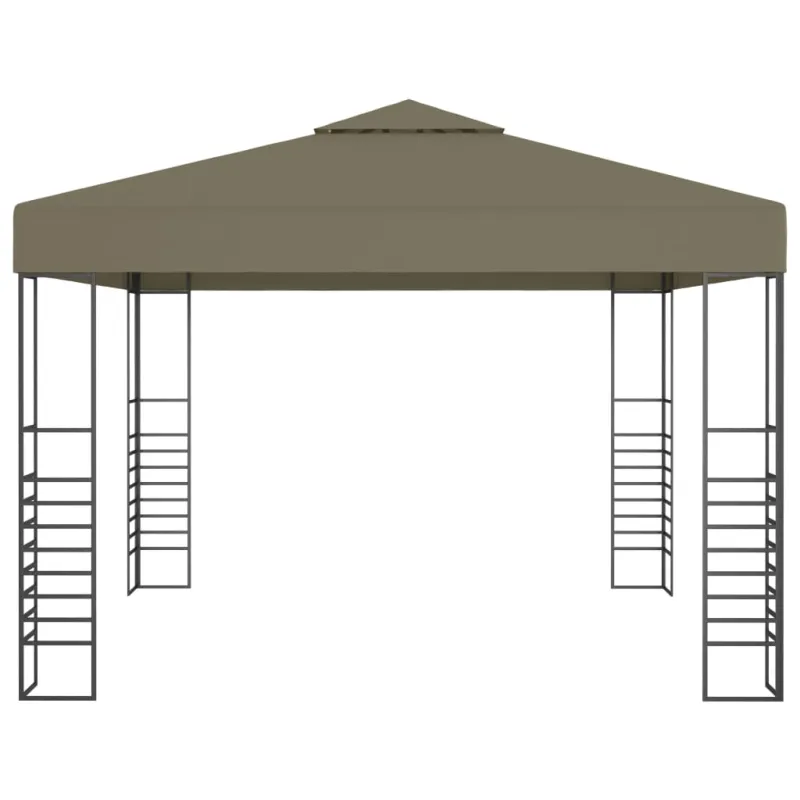 Sodo pavėsinė su lempučių girliandomis LED, taupe, 3x3m