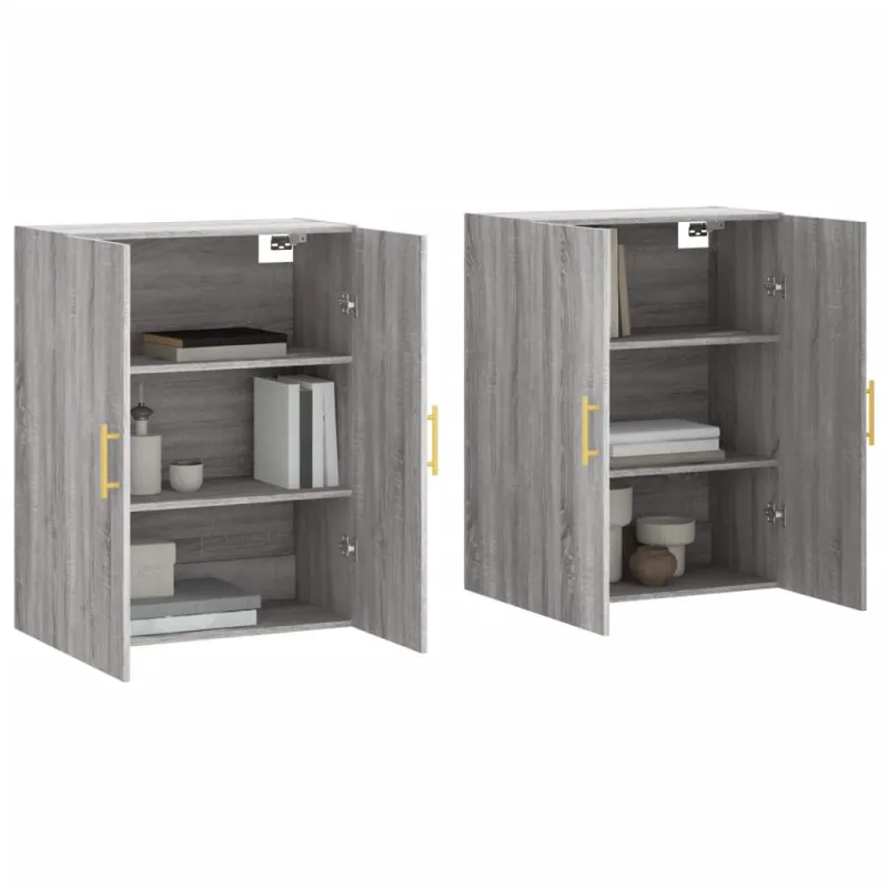Prie sienos montuojamos spintelės, 2vnt., pilkos, 69,5x34x90cm