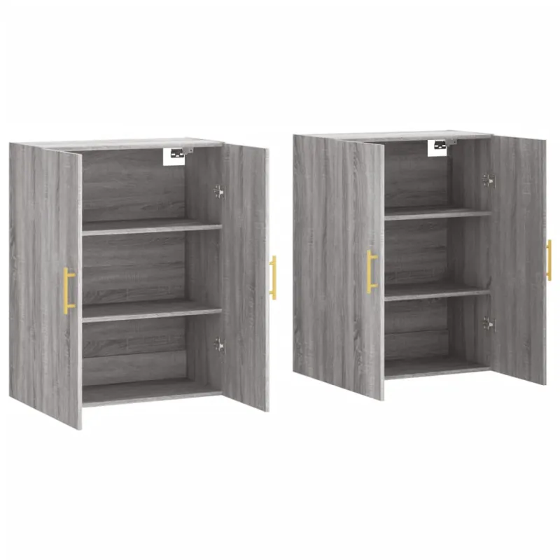 Prie sienos montuojamos spintelės, 2vnt., pilkos, 69,5x34x90cm