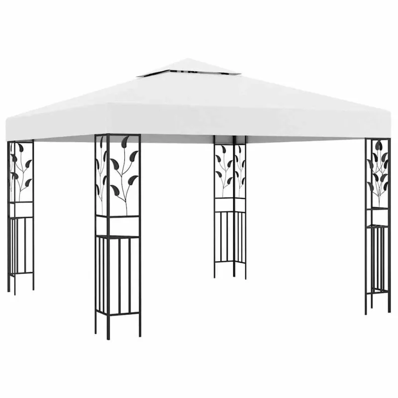 Pavėsinė su lempučių girliandomis LED, balta, 3x3m, 180g/m²