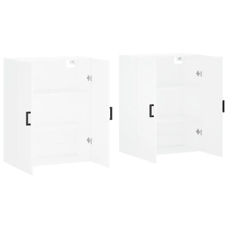 Prie sienos montuojamos spintelės, 2vnt., baltos, 69,5x34x90cm