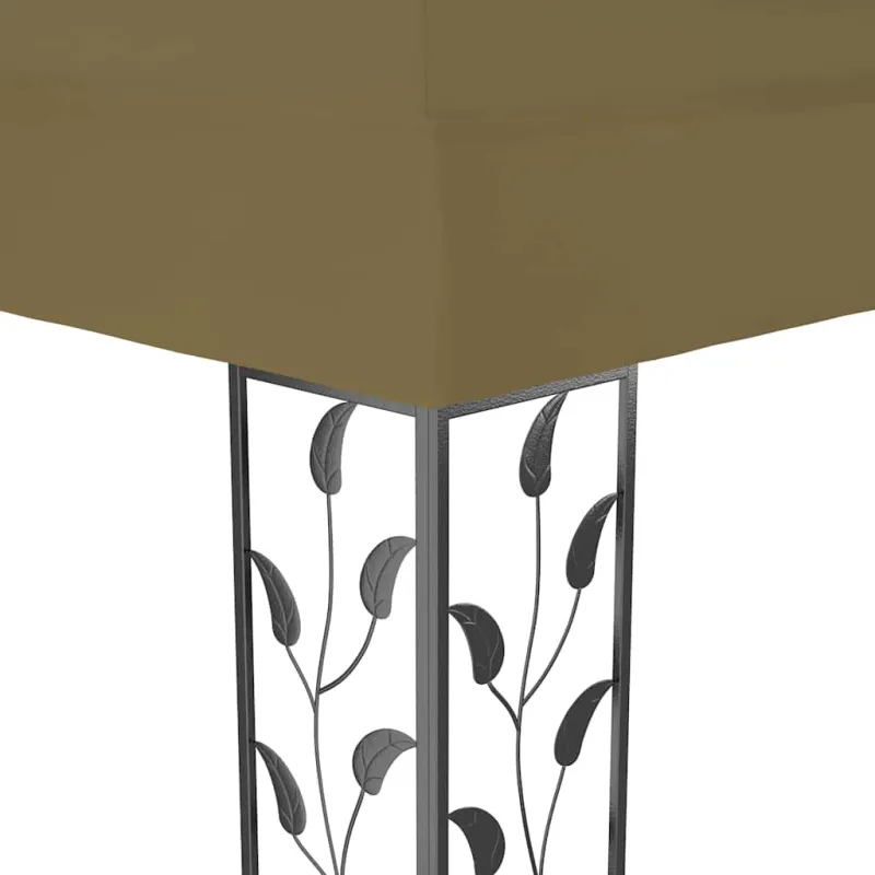 Pavėsinė su dvigubu stogu ir lemputėmis LED, taupe, 3x4m