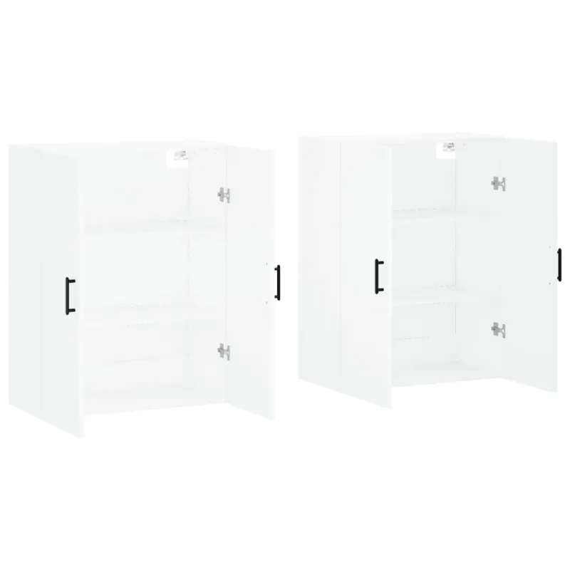 Prie sienos montuojamos spintelės, 2vnt., baltos, 69,5x34x90cm